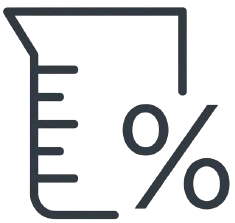 Beaker and percentage outline icon