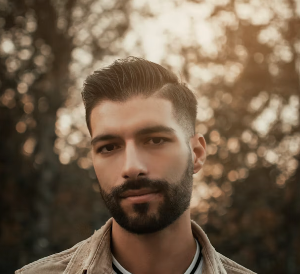 Bearded man outdoor portrait